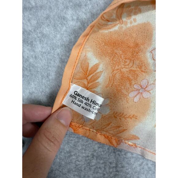 Ganesh Himal Trading Co Womens Silk Blend Orange Floral Pullover Poncho - Picture 3 of 6